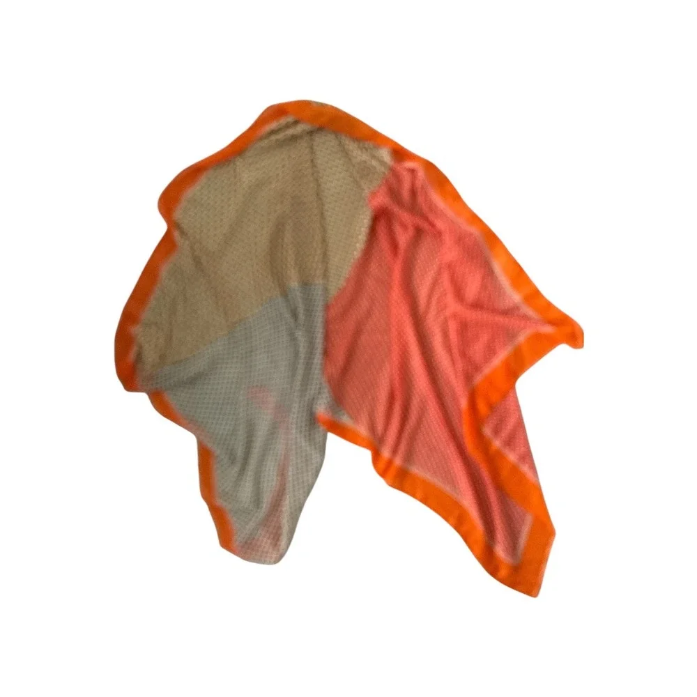 Colorblock Geometric Square Scarf Orange Neon Border Retro Maximalist Boho OS